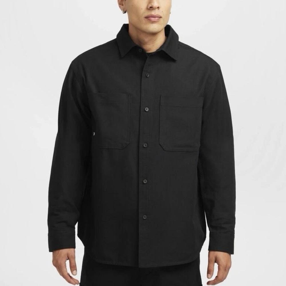 Nike SB Long-Sleeve Canvas Skate Top Black Button Up
